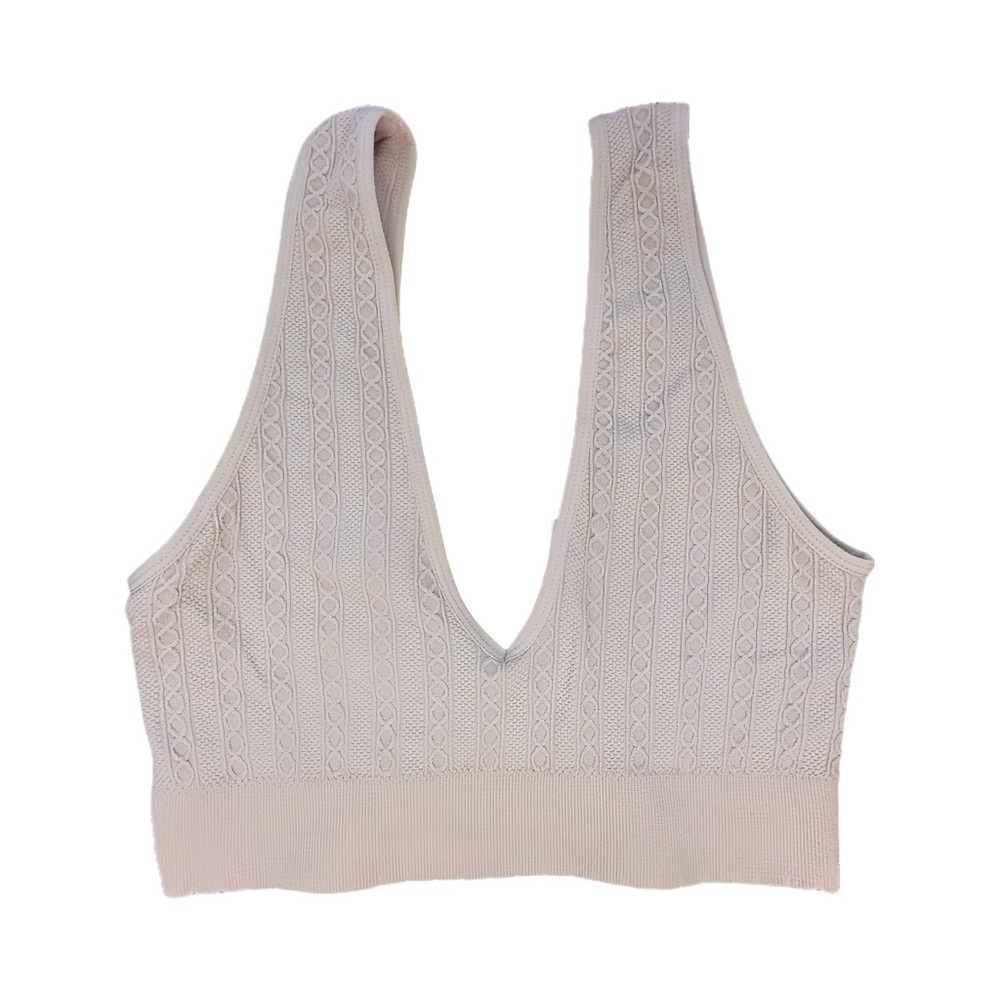Capezio Seamless Wave Jacquard Bralettes. 2 Pack. Black / Tan. Size M - Picture 5 of 7